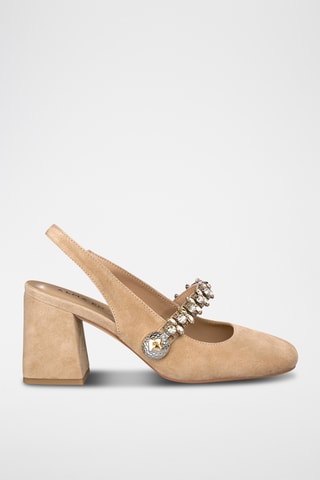 Nubuck Pumps met Hak - Lichtbruin