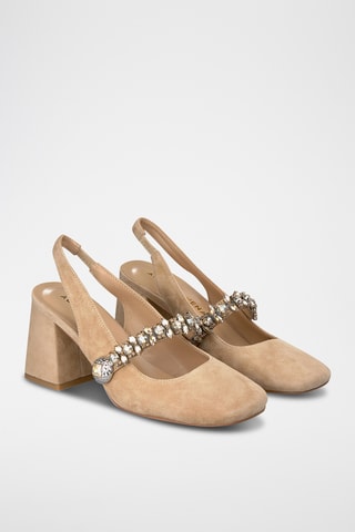 Nubuck Pumps met Hak - Lichtbruin