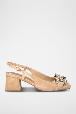 Nubuck Pumps met Hak - Lichtbruin