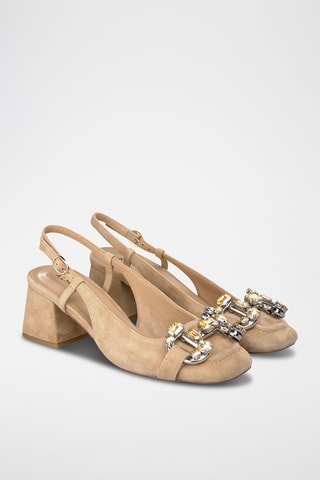Nubuck Pumps met Hak - Lichtbruin