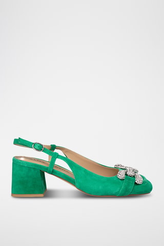 Nubuck Pumps met Hak - Donkergroen