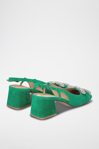 Nubuck Pumps met Hak - Donkergroen