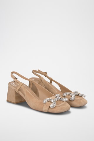 Nubuck Pumps met Hak - Lichtbruin