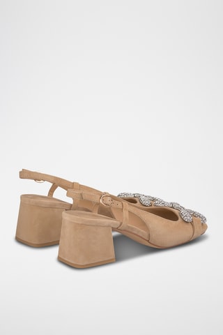 Nubuck Pumps met Hak - Lichtbruin