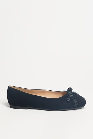 Leren Ballerina's met Hak - Zwart