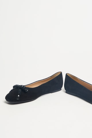 Leren Ballerina's met Hak - Zwart