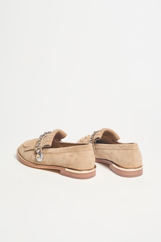 Leren Ballerina's met Hak - Beige