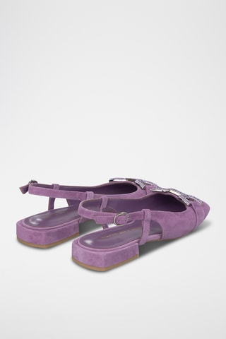 Nubuck Ballerina's met Hak - Paars