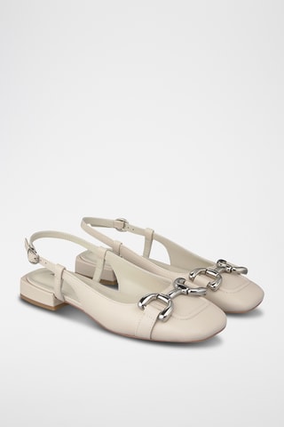 Leren Ballerina's met Hak - Ecru