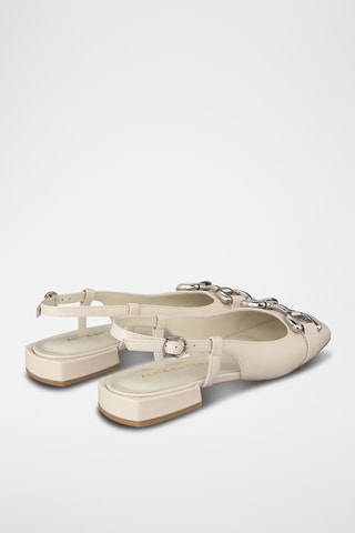 Leren Ballerina's met Hak - Ecru