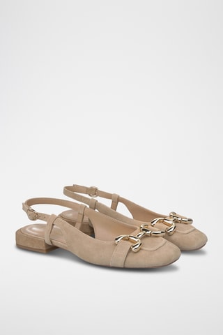 Nubuck Ballerina's met Hak - Beige