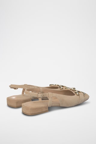 Nubuck Ballerina's met Hak - Beige