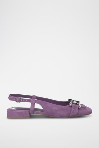 Nubuck Ballerina's met Hak - Paars