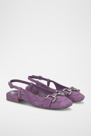 Nubuck Ballerina's met Hak - Paars