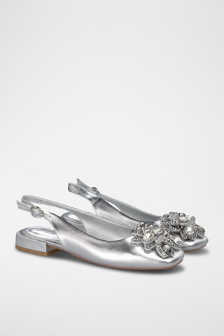Leren Ballerina’s - Zilverkleurig