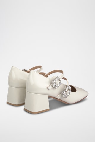 Leren Mary Janes - Ecru