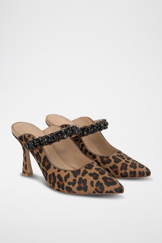 Nubuck Muiltjes met Hak - Camel