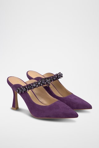 Nubuck Muiltjes met Hak - Paars