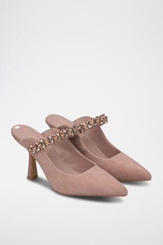 Nubuck Muiltjes met Hak - Oudroze