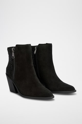 Splitleren nubuck Enkellaarzen- Zwart