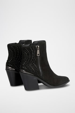 Splitleren nubuck Enkellaarzen- Zwart