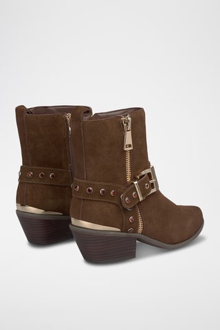 Splitleren nubuck Enkellaarzen- Camel