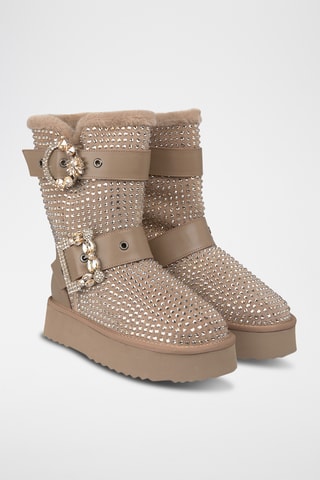 Stivaletti platform imbottiti - Beige