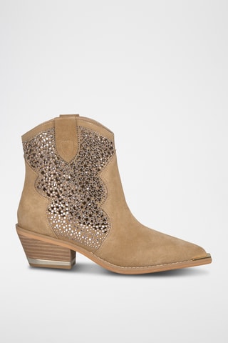 Stivaletti in crosta di pelle scamosciata - Beige