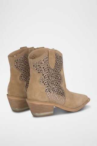 Stivaletti in crosta di pelle scamosciata - Beige