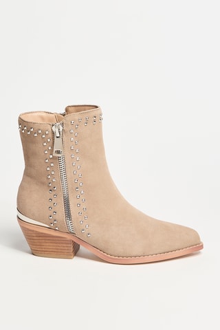 Leren Enkellaarzen - Beige