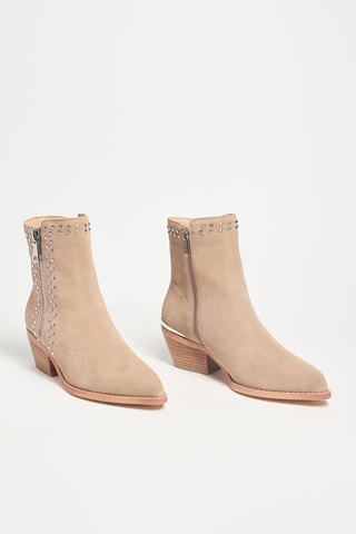 Leren Enkellaarzen - Beige