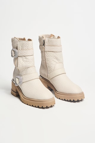 Leren Enkellaarzen - Beige