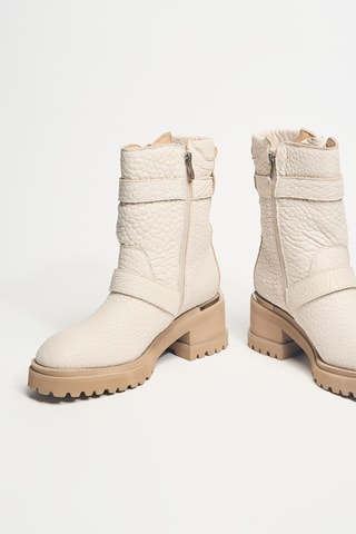 Leren Enkellaarzen - Beige