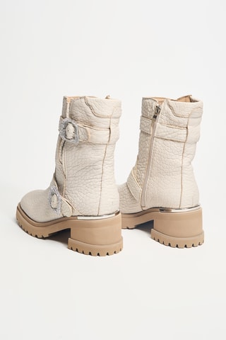 Leren Enkellaarzen - Beige
