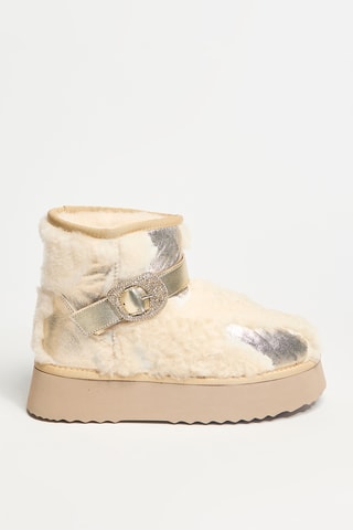 Stivaletti imbottiti in pelle - Beige