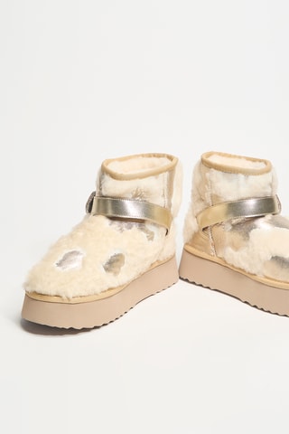Stivaletti imbottiti in pelle - Beige