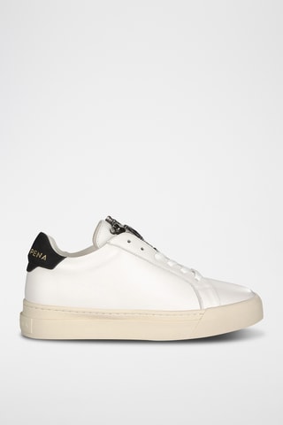 Leren Platformsneakers Wit en Zwart