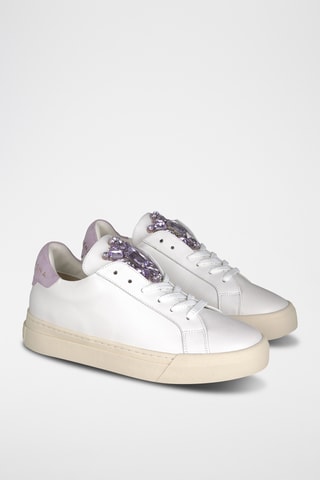 Leren Platformsneakers Wit en Lichtpaars