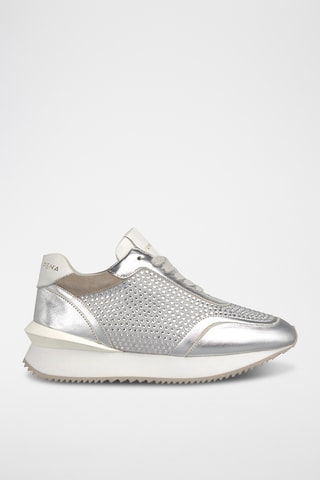 Leren Sneakers - Zilverkleurig