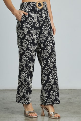 Rechte Broek Hoge Taille - Zwart en Wit