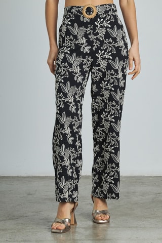 Rechte Broek Hoge Taille - Zwart en Wit