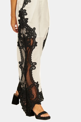 Linnen broek hoge taille - Wit