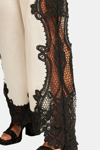 Linnen broek hoge taille - Wit
