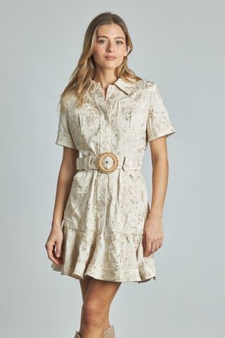 Blousejurk van linnen- Beige