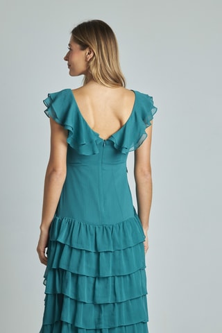 Jurk met Ruches- Donkerblauw