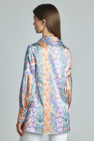 Blouse- Paars en zalmkleurig