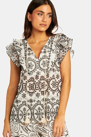Blouse met Engelse borduursels- Wit