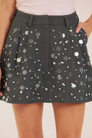 Minirok met Hoge Taille- Donkergrijs