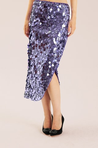 Wikkelrok met hoge taille. Paars