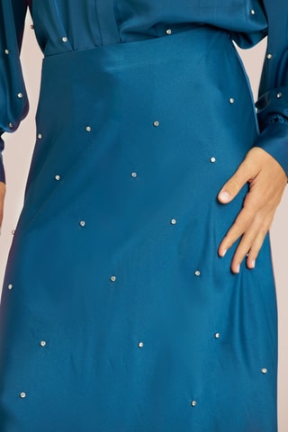 Midirok met hoge taille. Petrolblauw